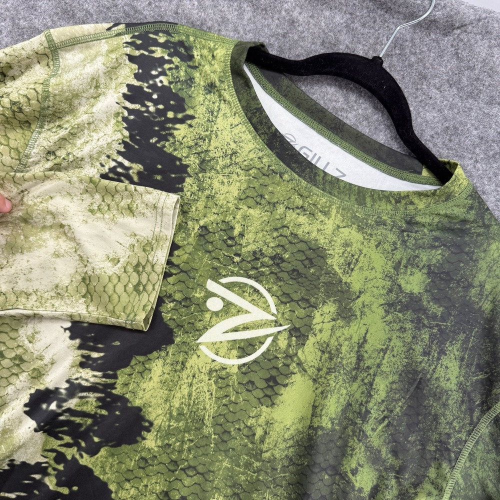 Gillz Fishing Shirt Mens XXL Green Black Scales Camo Long Sleeve Performance Tee